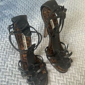Manolo Blahnik black leather sandal
